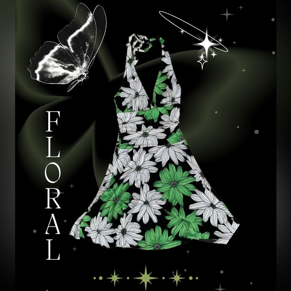 Y2K DAISY HALTER DRESS